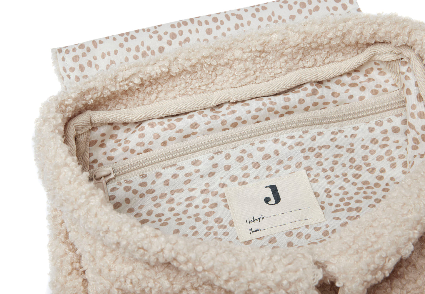 Kinderrugzakje | Mogelijk met naam | Boucle Naturel | Jollein | Crème kleurig