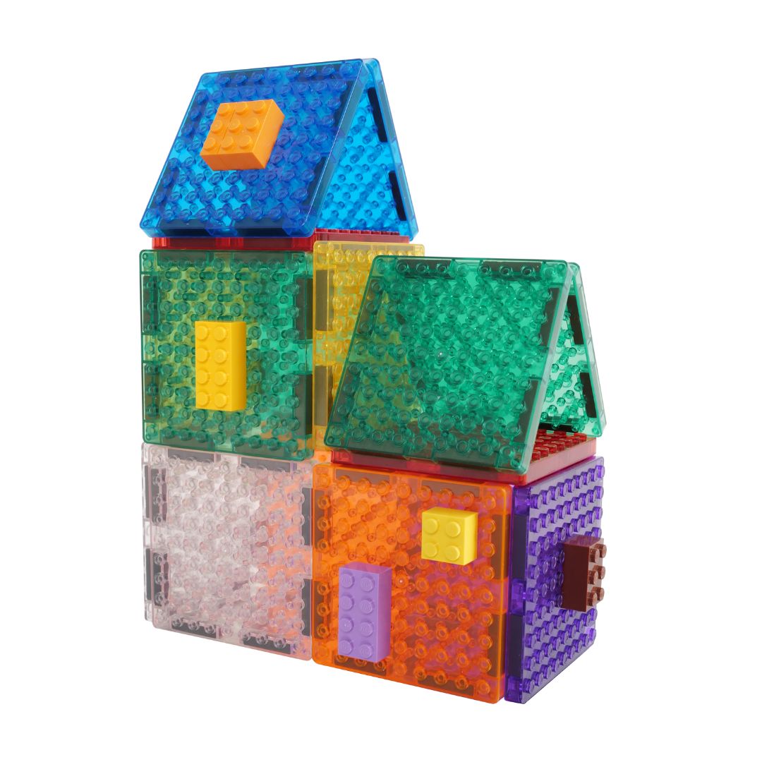 Magnetische tegels | Brick tiles | Cleverclixx | Te combineren met lego & duplo | 16 stuks