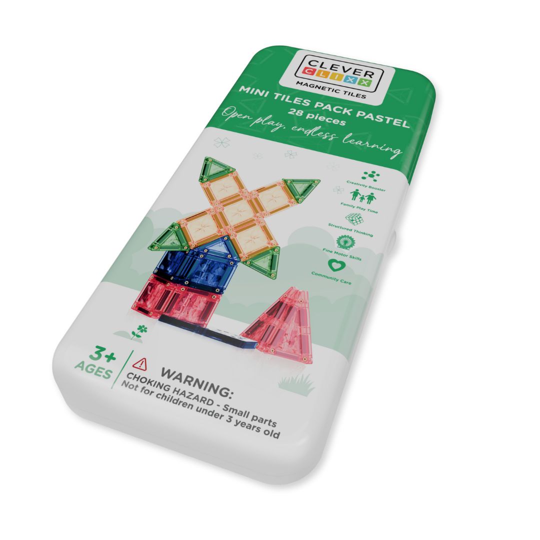 Magnetische tegels | Mini tiles | Pastel | Cleverclixx | 28 stuks