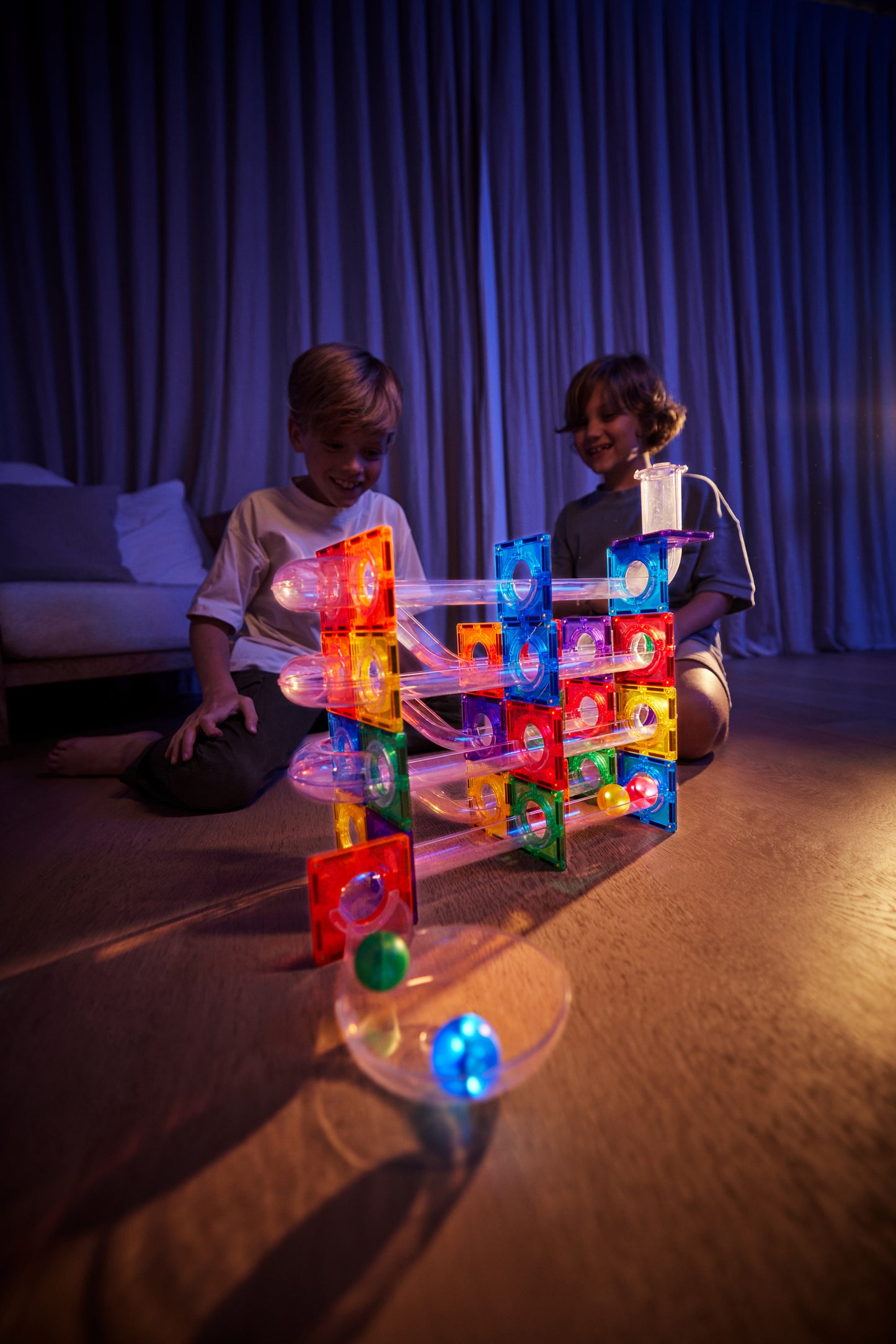 Magnetische tegels | Ball run dazzling lights | Intense | Cleverclixx | 100 stuks
