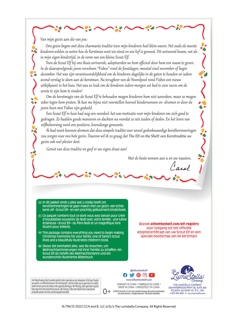 The elf on the shelf - Jongen met boek Nederlandstalig