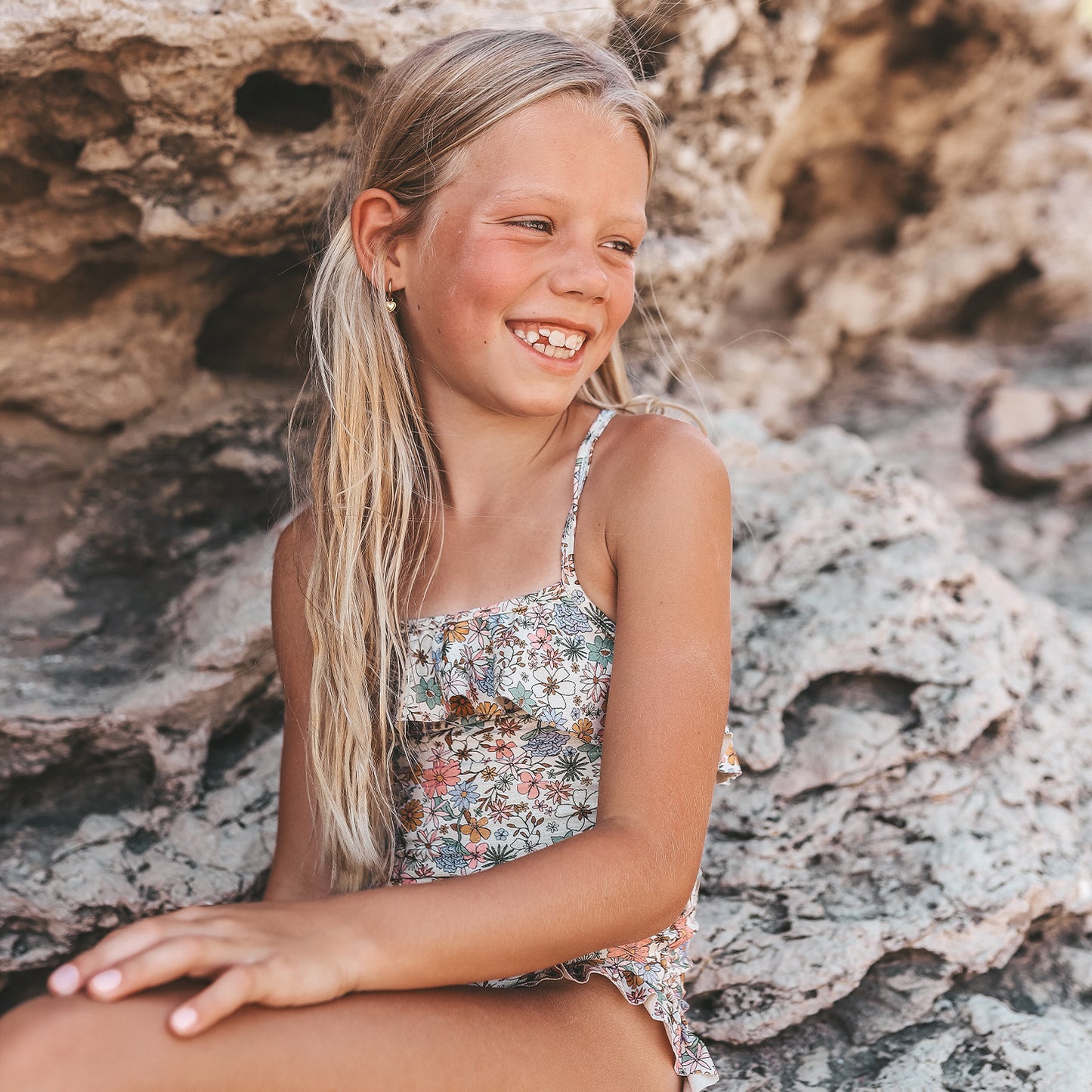 Salted Stories badpak - sparkly fleurs (Maat 86/92)