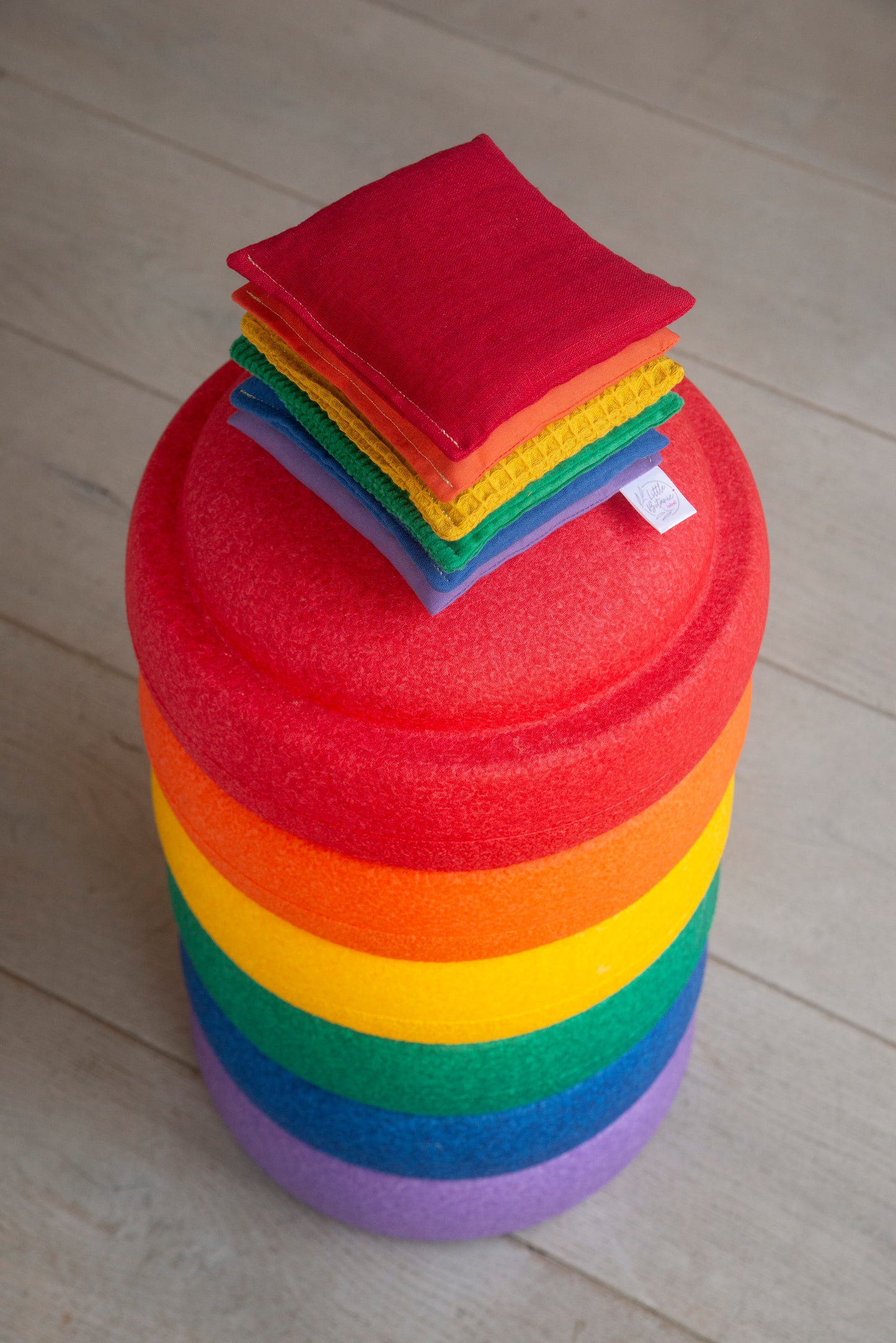 Little Botanic label sensorische pittenzakjes - regenboog set (6 stuks)