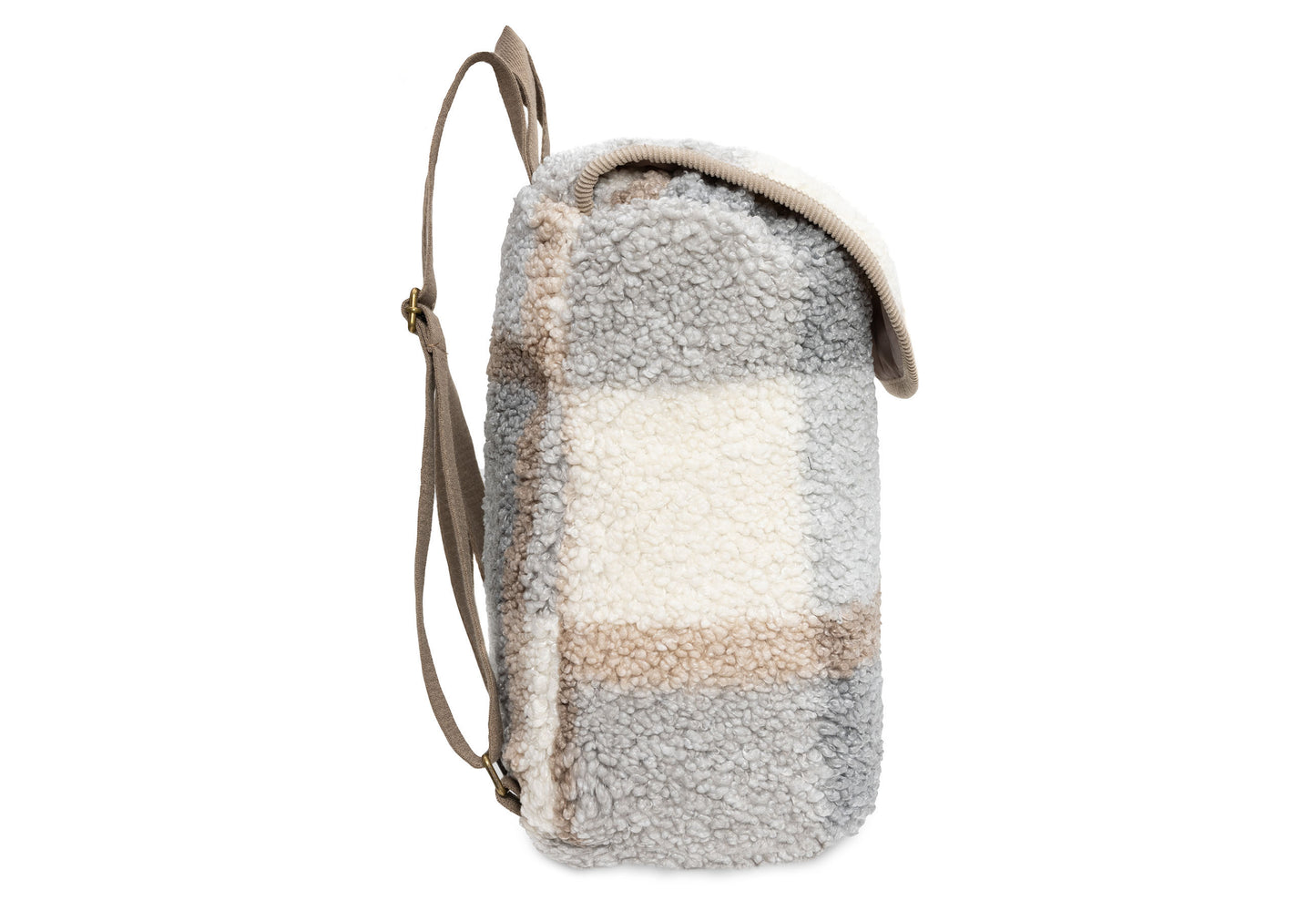Kinderrugzakje | Check boucle | Gepersonaliseerd | Jollein | Grijs met bruin