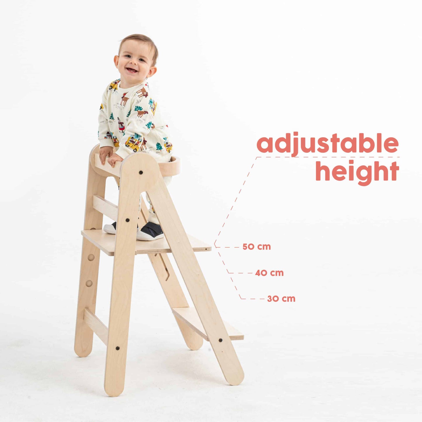 Opvouwbare leertoren | Naturel - Hout | Montessori | Mamatoyz