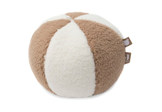 Pluche speelbal met rammelaar | Ivory/biscuit