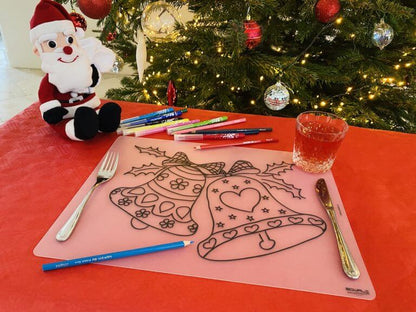 Herkleurbare placemat - Kerstbellen