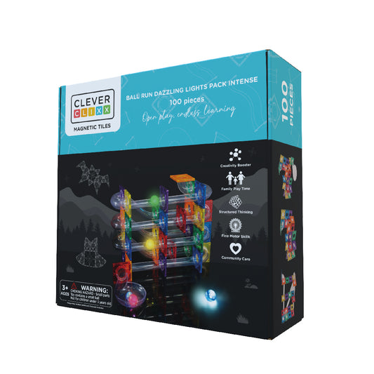 Magnetische tegels | Ball run dazzling lights | Intense | Cleverclixx | 100 stuks
