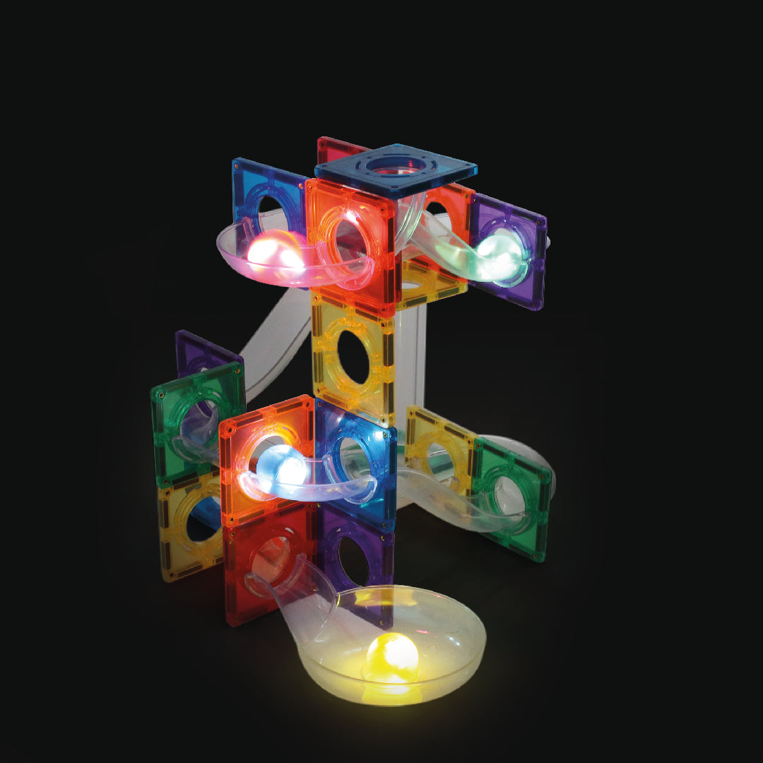 Magnetische tegels | Ball run dazzling lights | Intense | Cleverclixx | 100 stuks