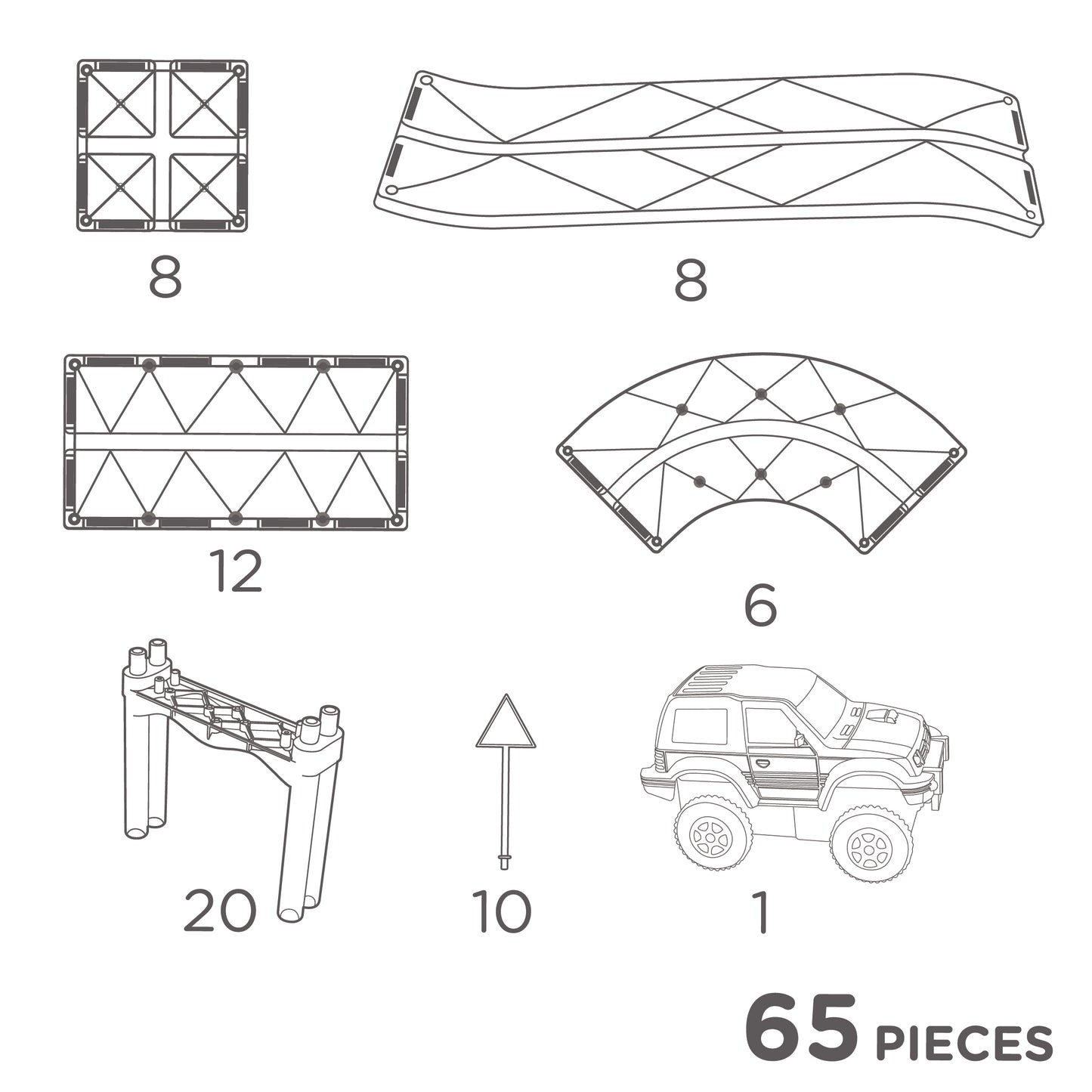 Magnetische tegels | Race track | Intense | Cleverclixx | 65 stuks