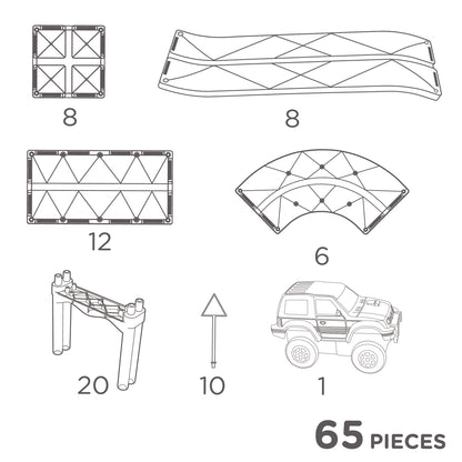 Magnetische tegels | Race track | Intense | Cleverclixx | 65 stuks