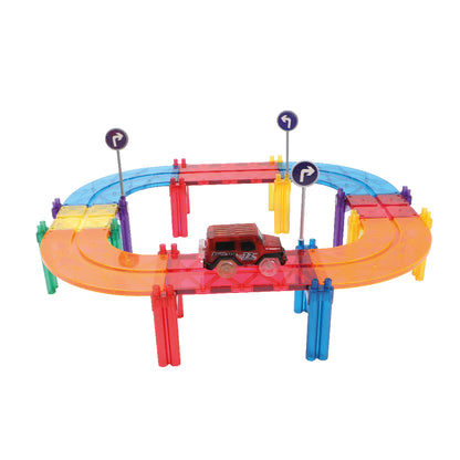 Magnetische tegels | Race track | Intense | Cleverclixx | 65 stuks