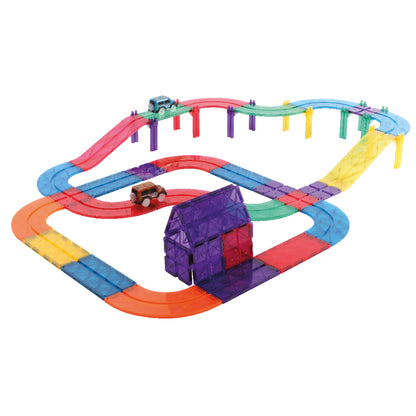 Magnetische tegels | Race track | Intense | Cleverclixx | 65 stuks