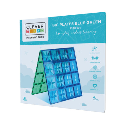 Magnetische tegels | Big plates | Blue & Green | Cleverclixx | 2 stuks