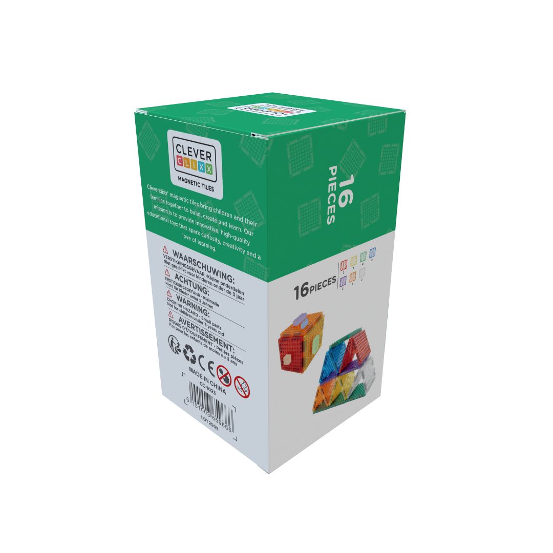 Magnetische tegels | Brick tiles | Cleverclixx | Te combineren met lego & duplo | 16 stuks
