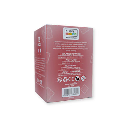 Magnetische tegels | Glitter tiles | Cleverclixx | Transparant & pink | 16 stuks