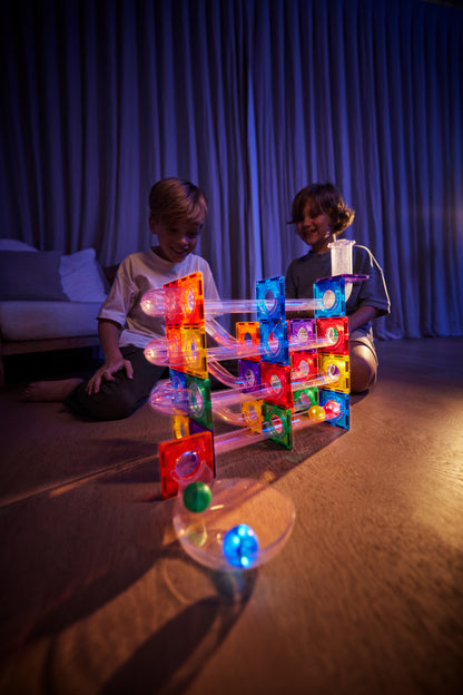 Magnetische tegels | Ball run dazzling lights | Intense | Cleverclixx | 100 stuks