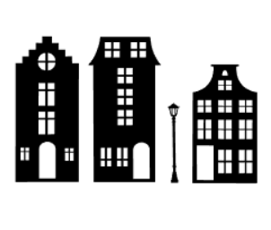 Herbruikbare raamstickers - Grachtenpand basis straat