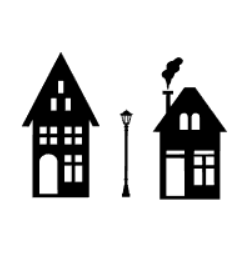 Herbruikbare raamstickers - Grachtenpand uitbreiding basis straat