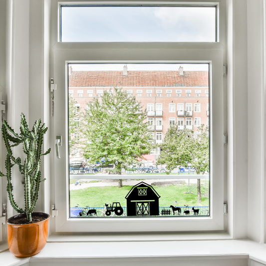 Herbruikbare raamstickers - Boerderij