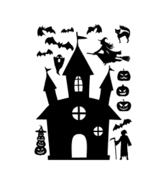 Herbruikbare raamstickers - Grachtenpand uitbreiding halloween