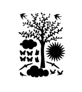 Herbruikbare raamstickers - Grachtenpand uitbreiding lente/zomer boom