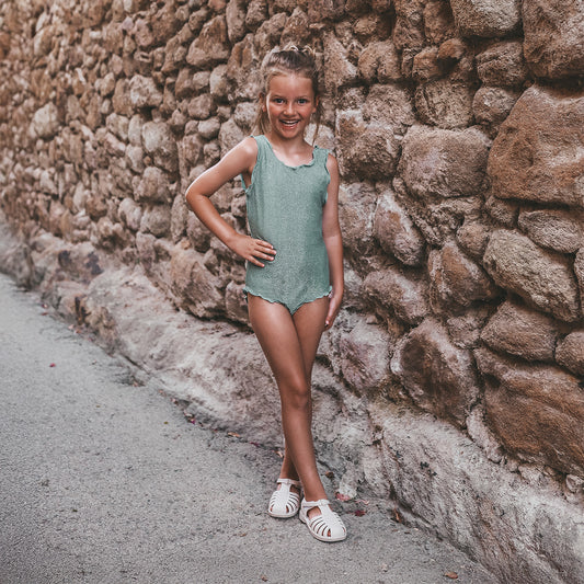 Salted Stories | Badpak voor meisjes - glitter green bay | Maat 74-80