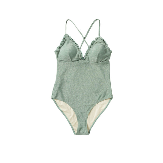 Salted Stories | Badpak voor dames - glitter green bay | Maat XL