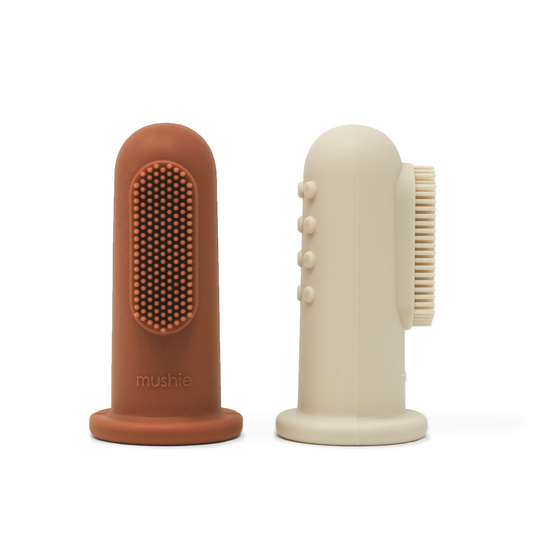 Baby vinger tandenborstel | Mushie toothbrushes | Clay - shifting sand