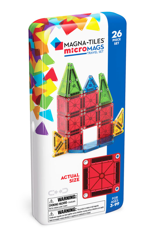 Magnetische tegels | MicroMAGS travel set | Mini tiles | MAGNA-TILES® | 26 stuks
