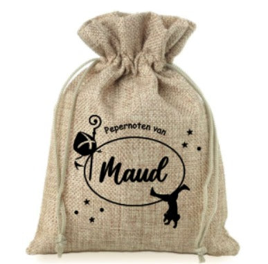 Jute pepernotenzakje met naam