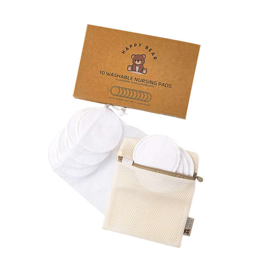 Wasbare zoogcompressen voor borstvoedende dames | HappyBear | Wit