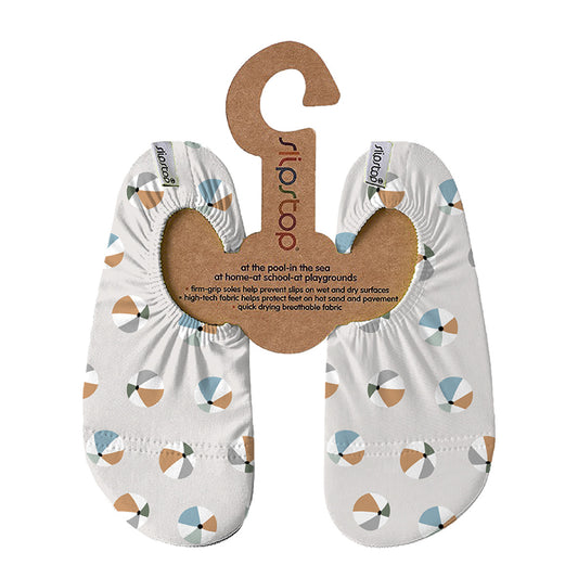 Slipstop | Waterschoentjes voor kinderen | Antislip schoen | Licht grijs met strandbal | beachball naturel