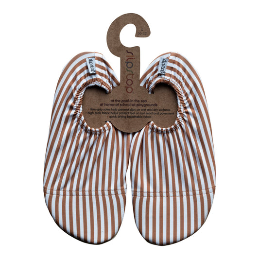 Slipstop | Waterschoentjes voor kinderen | Gestreept | Cognac stripe