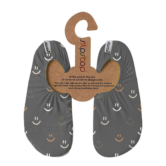 Slipstop | Waterschoentjes voor kinderen | Antislip schoen | Grijs met Smileys | Smiley Grey