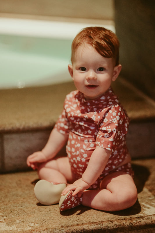 Slipstop 2 in 1 Zwembroek en zwemluier - stone flower (Maat 86/92)